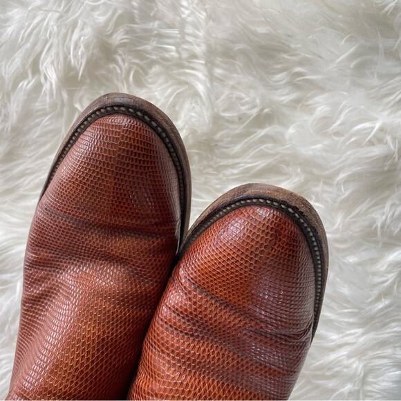 Justin Boots | Mens Lizard Leather Vintage Tall Pull-On Cowboy Boot Textured 9.5 - Picture 6 of 12